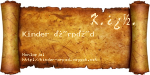 Kinder Árpád névjegykártya